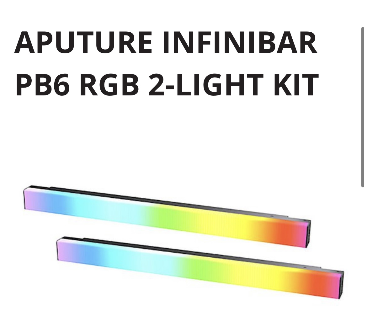 2× aputure infinibar pb6 rgbww led pixel lights + diffuser & grid