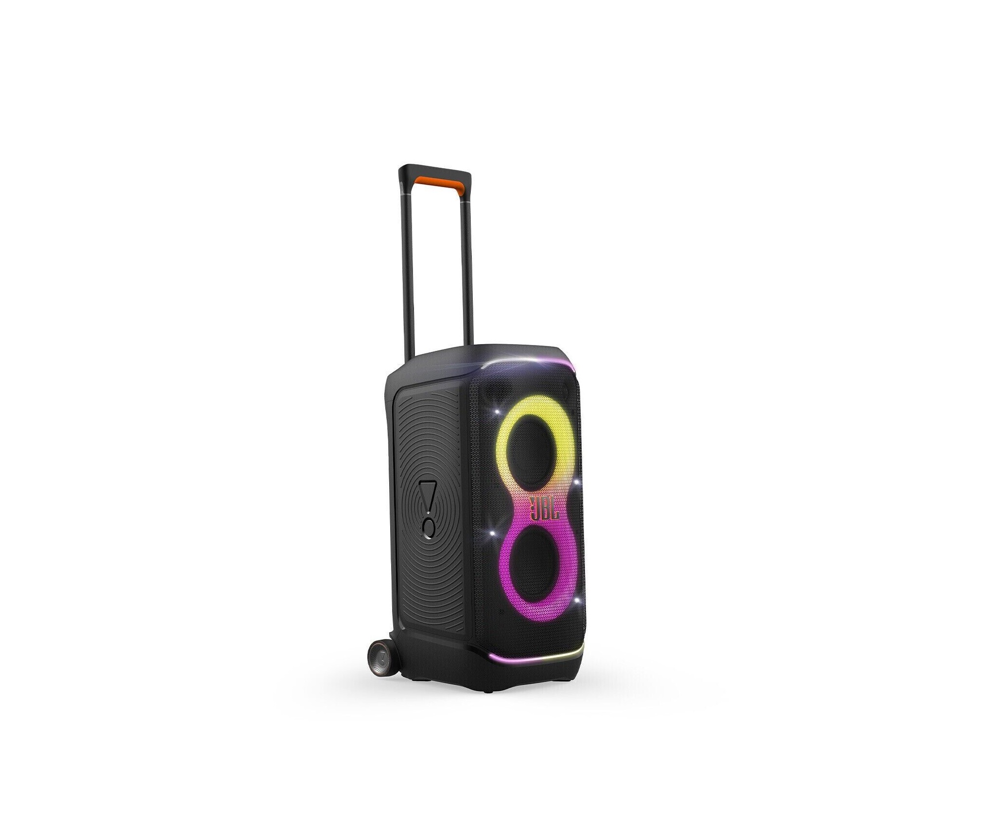 Jbl partybox stage 320 portable bluetooth party speaker with wheels and telescopic handle, jbl pro sound, splashproof design, light show, ai sound boost, 18-hour playtime, black 