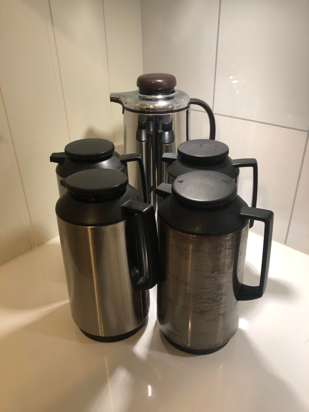 Kaffekanner, 4 små og en større