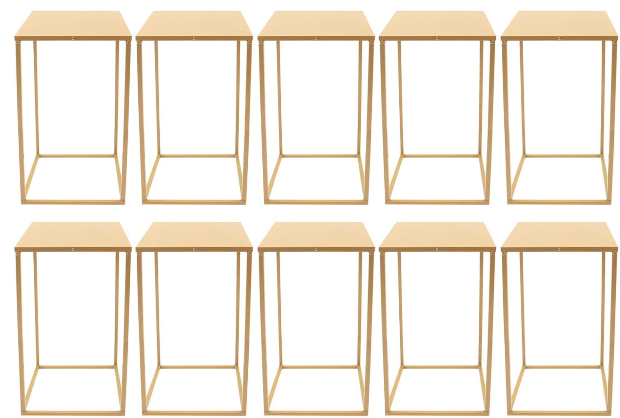 X10 gold wedding flower stands, square centerpieces vase columns
