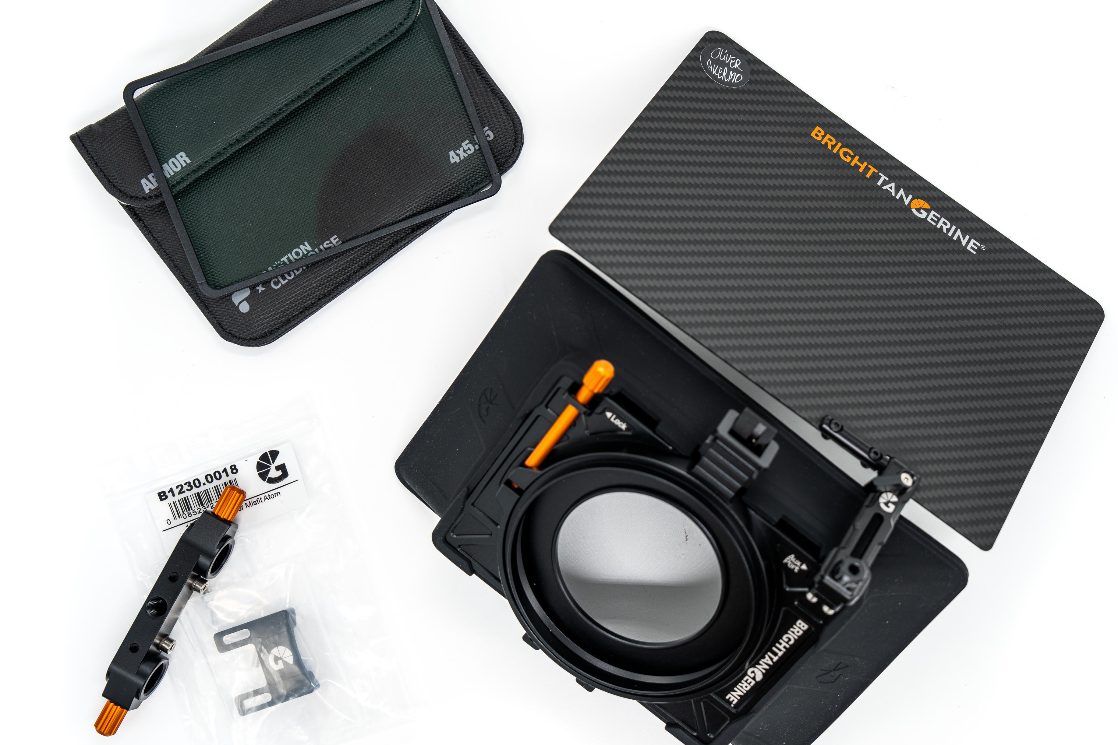 Bright tangerine atom misfit mattebox + armor uv filter & tillbehör