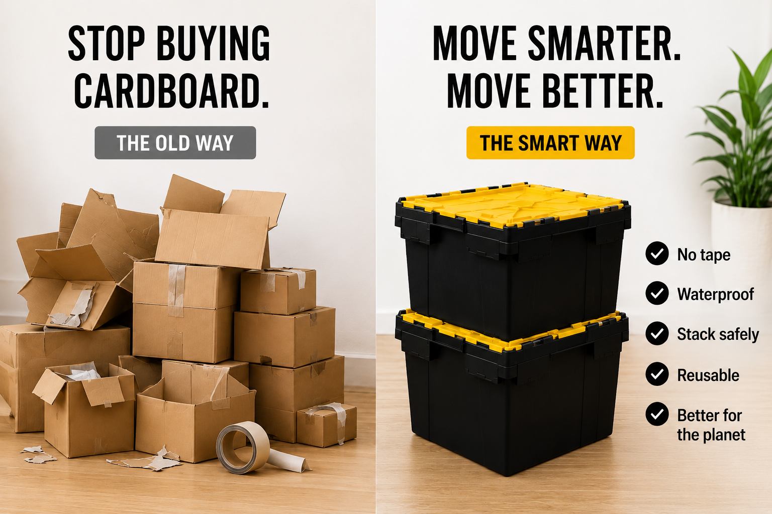 Plastic moving boxes for rent - delivered & collected