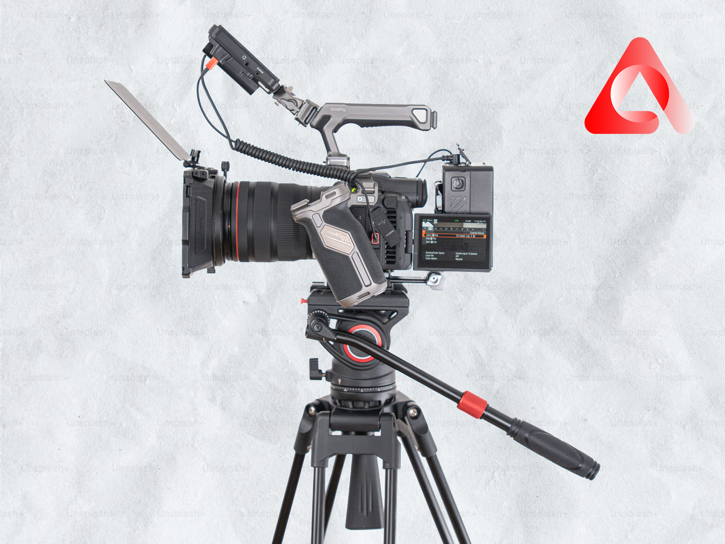 Fully rigged canon r5c with tripod