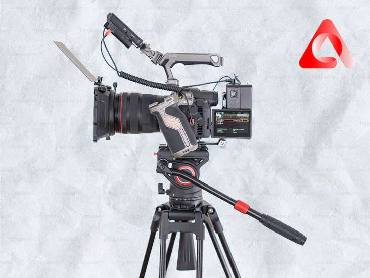 Fully rigged canon r5c with tripod