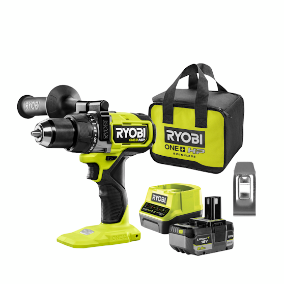 Iskuporakone ryobi one+ hp rpd18x1-1c50s – vuokralle akun, laturin ja poranterien kanssa