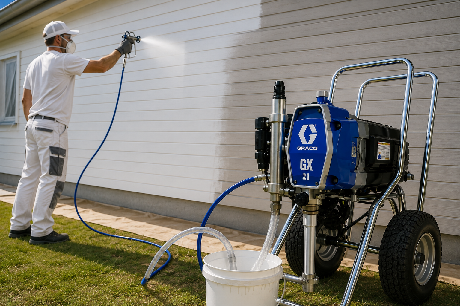 Måla huset mycket snabbare – hyr graco gx21 airless proffs-färgspruta