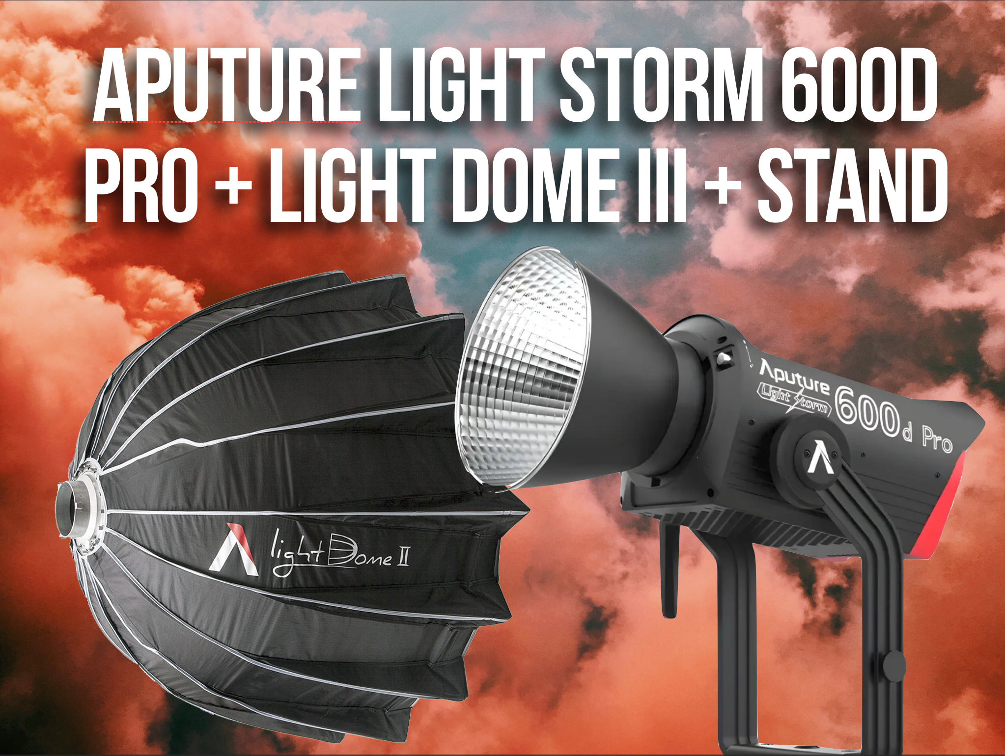 Aputure light storm 600d pro with light dome iii and stand