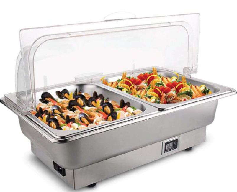 Nr 1 chafing dish rulltopp elektrisk gn1/1 rostfritt stål plastlock 9 liter | adexa ecd09a2