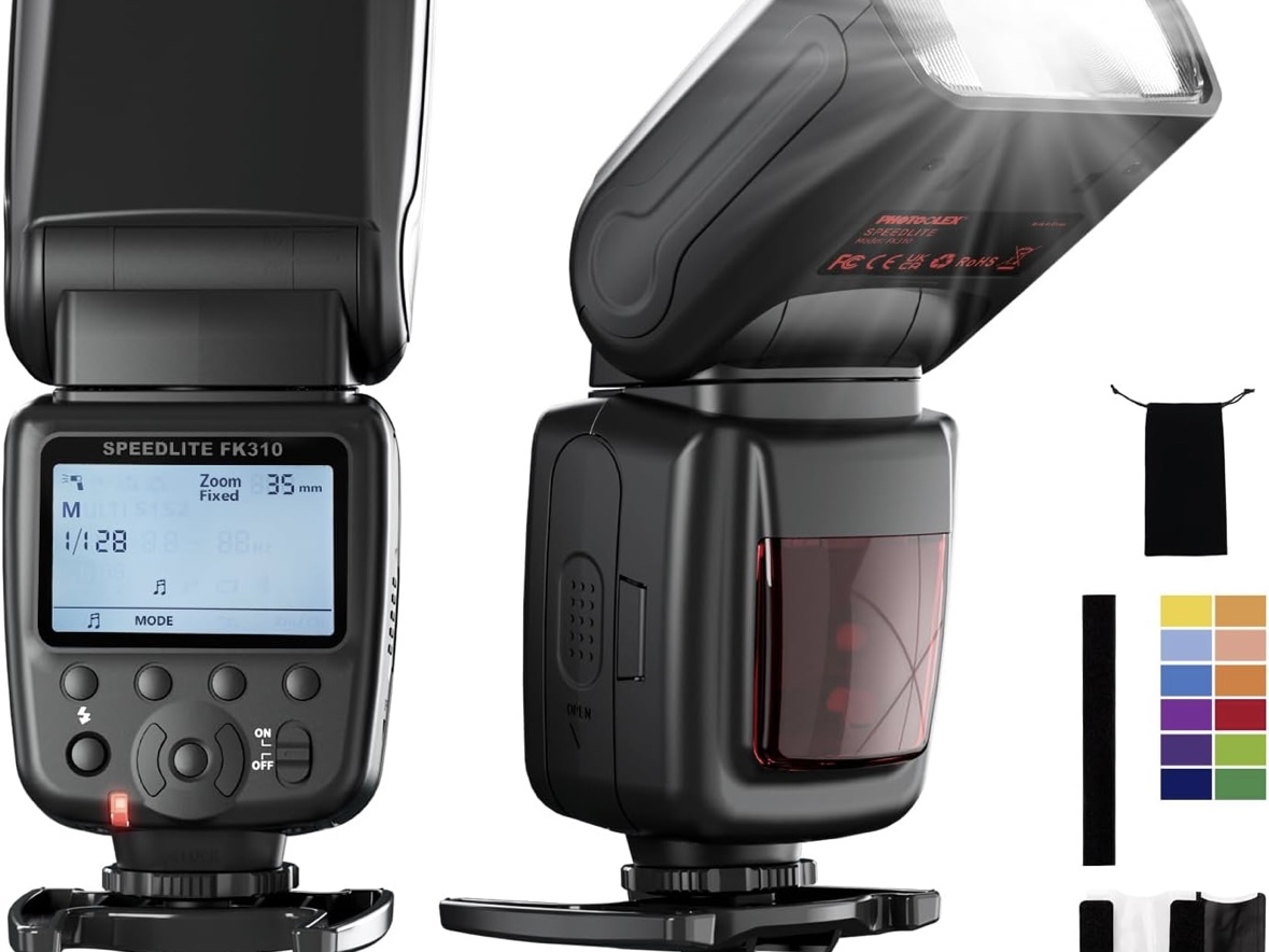 Photoolex lcd flash speedlite – universal dslr camera flash for studio & portrait photography
