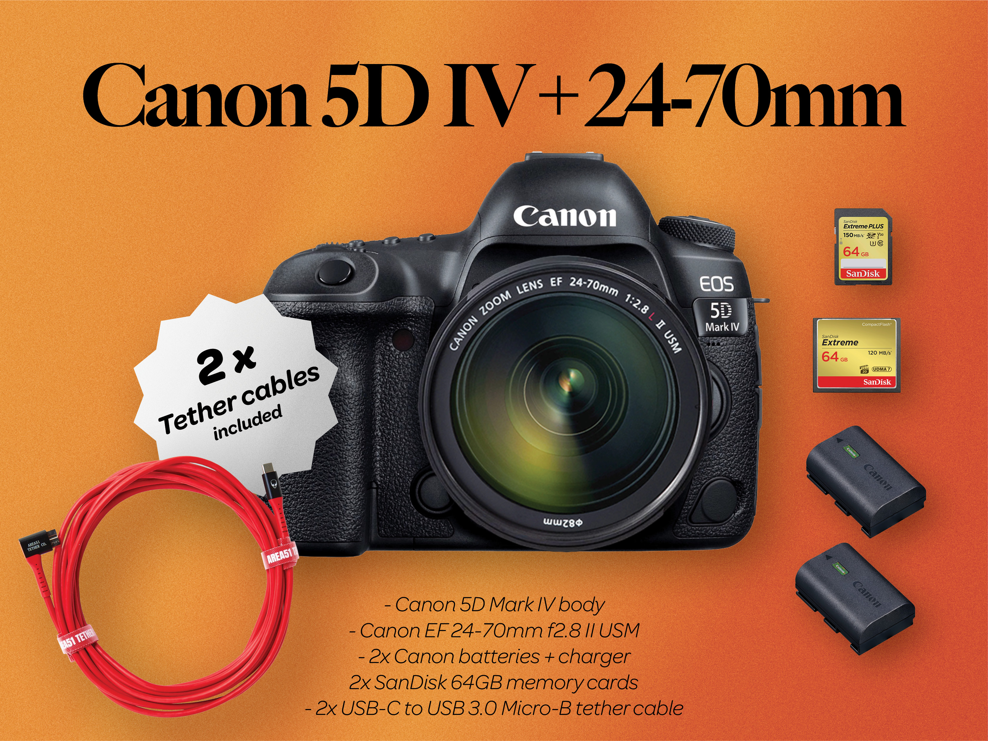 Canon 5d mark iv body + ef 24-70mm f2.8 ii lens (canon 5d iv 24-70)
