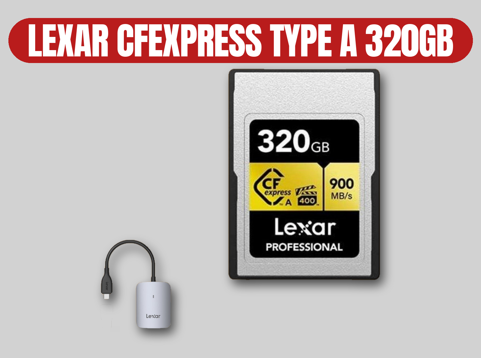 Lexar cfexpress type a 320gb memory card & reader | high-speed 900mb/s storage for sony fx3 / fx6 / a7siii / a1 (like sony tough)