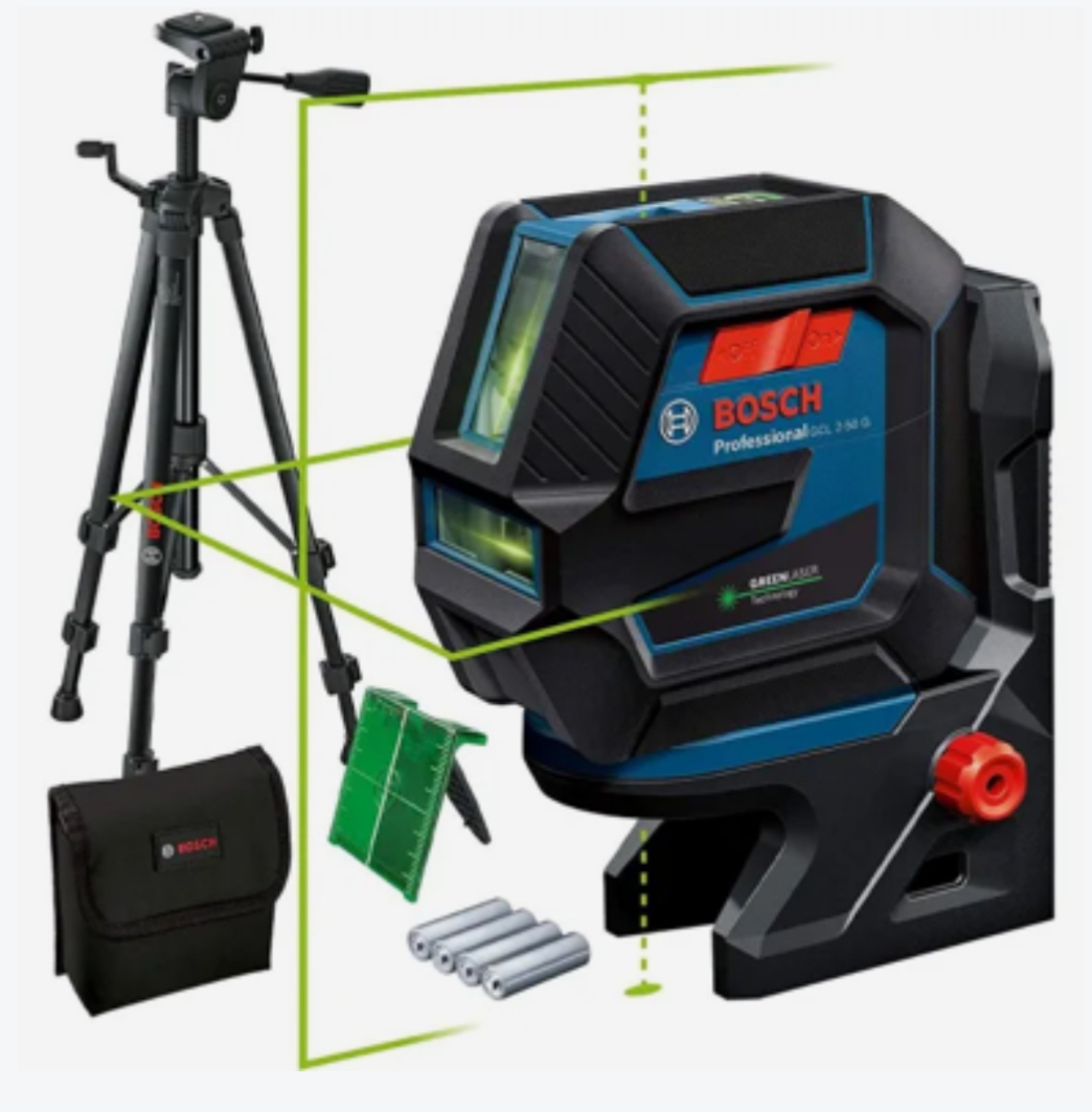 Bosch grønn krysslaser med stativ