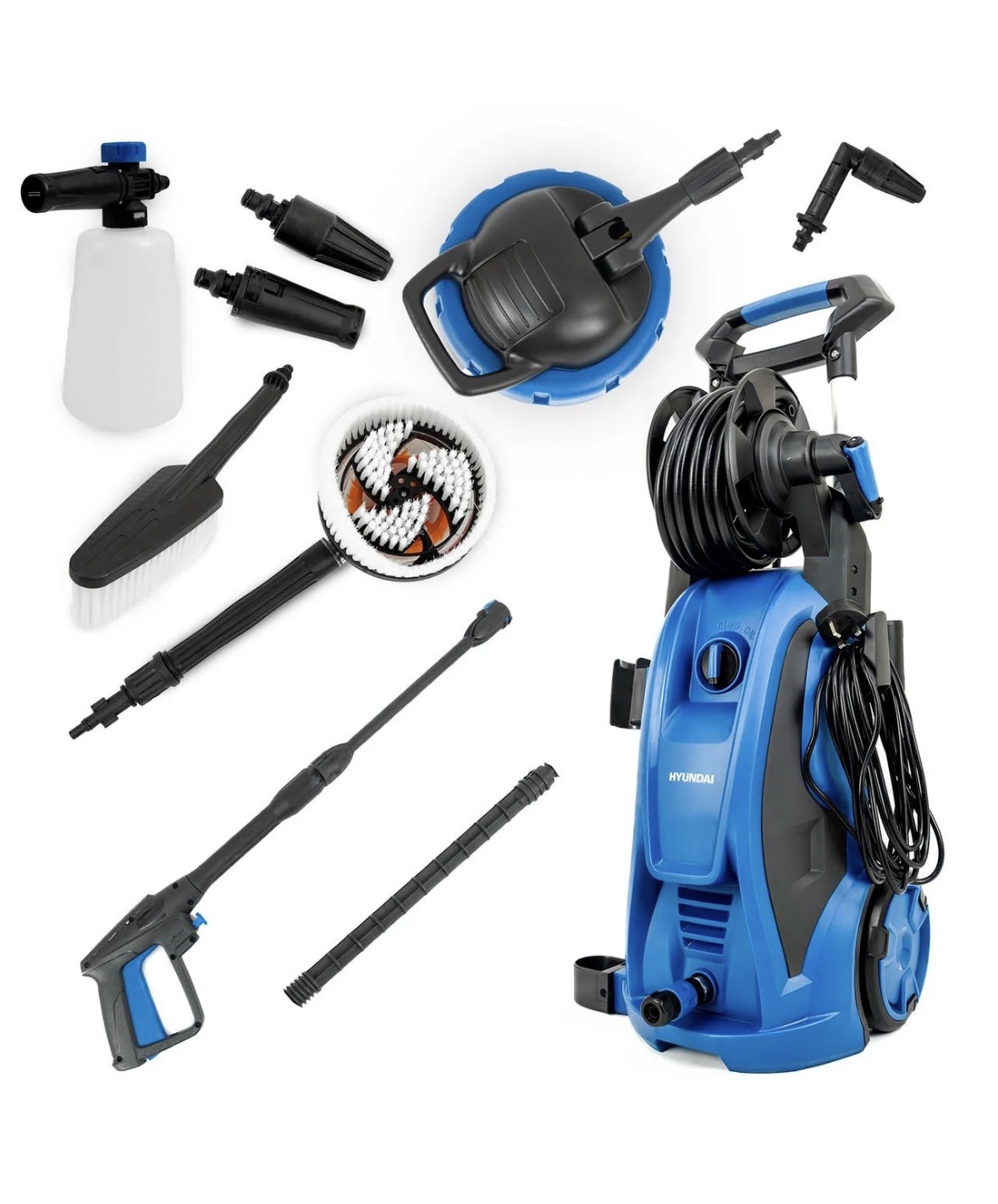 Hyundai 180 bar pressure washer – patio cleaner, snow foam & full accessory kit