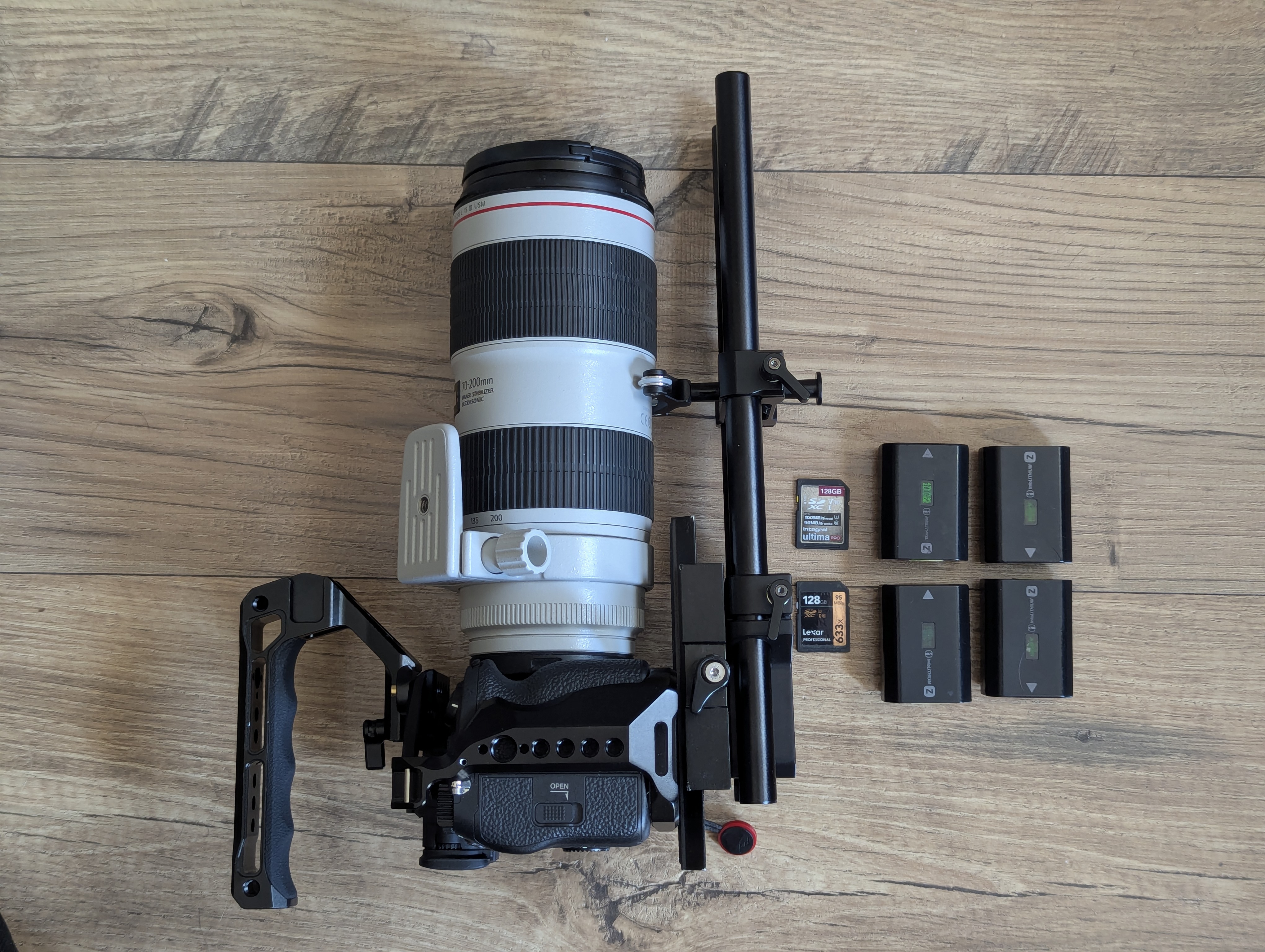 A7iv + canon f2.8 - 70-200 + mc-11 + 128gb cards + rig