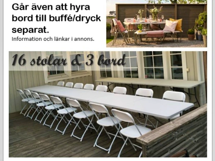 16 (24) stolar & 3 (4) bord