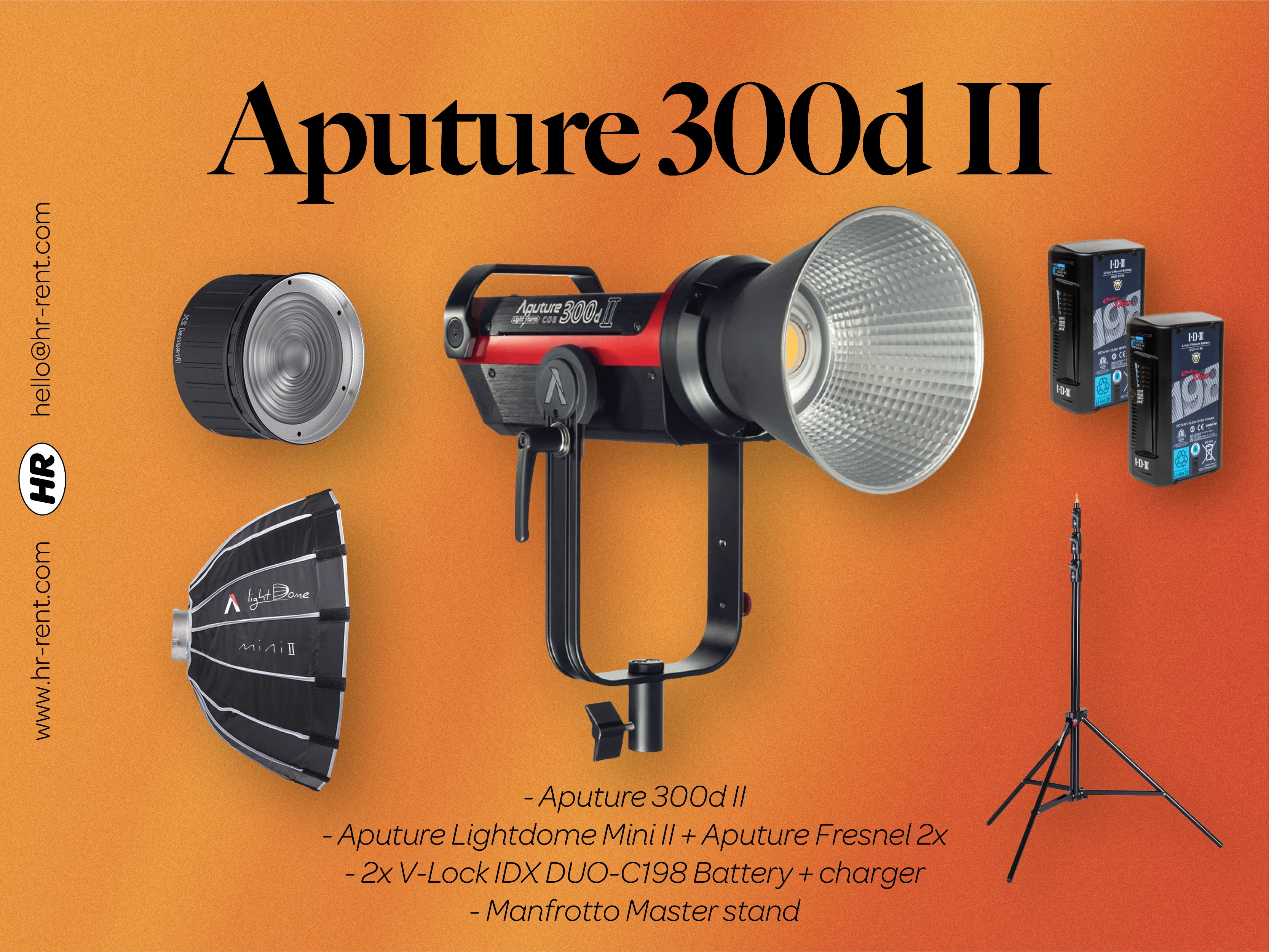 Aputure 300d ii + v-lock battery powered (led light continuous lighting)