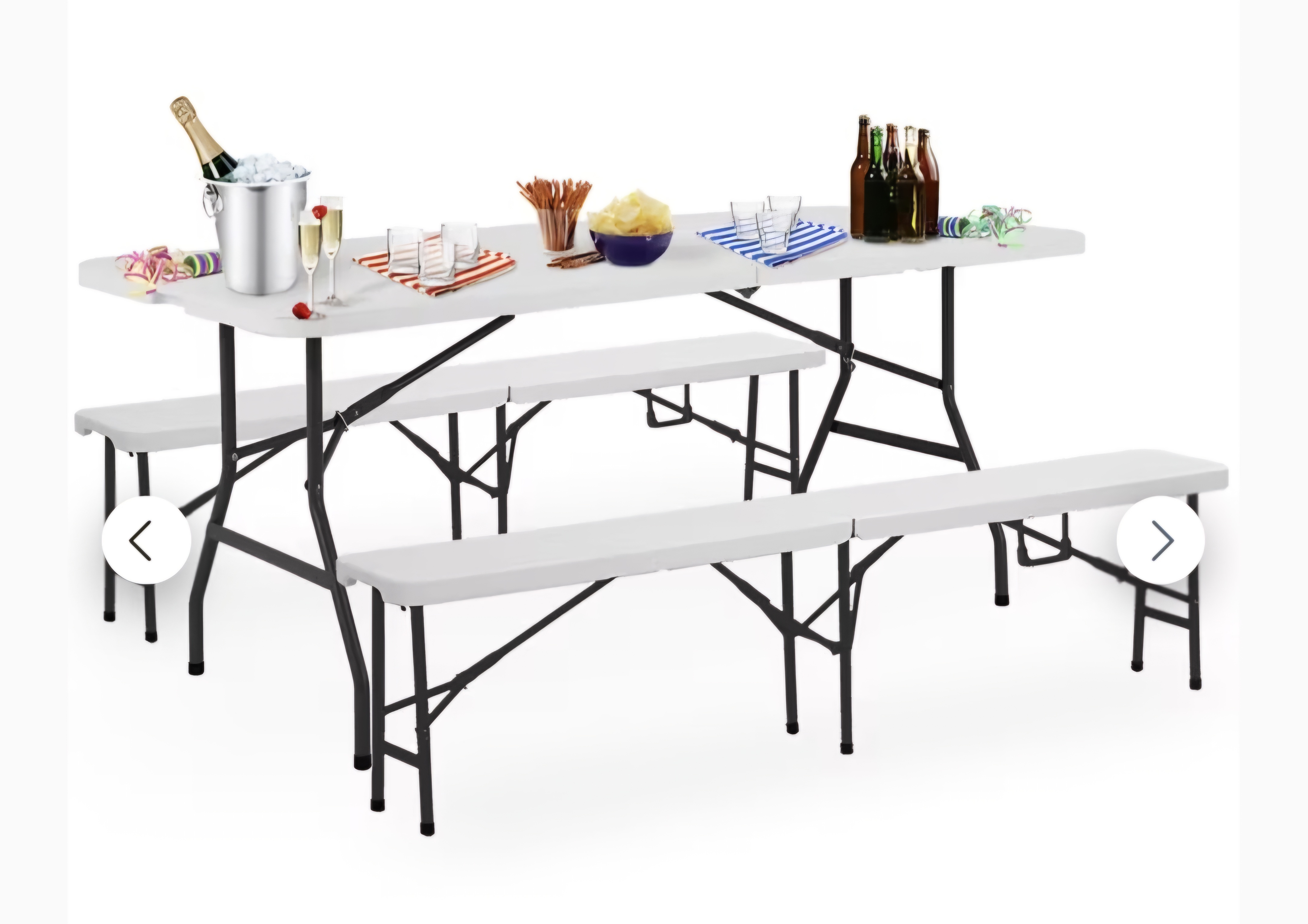 3 tressle tables & folding 6 benches 