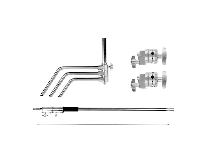 Stainless steel heavy duty c stand with boom arm - max height 320cm/10.5ft