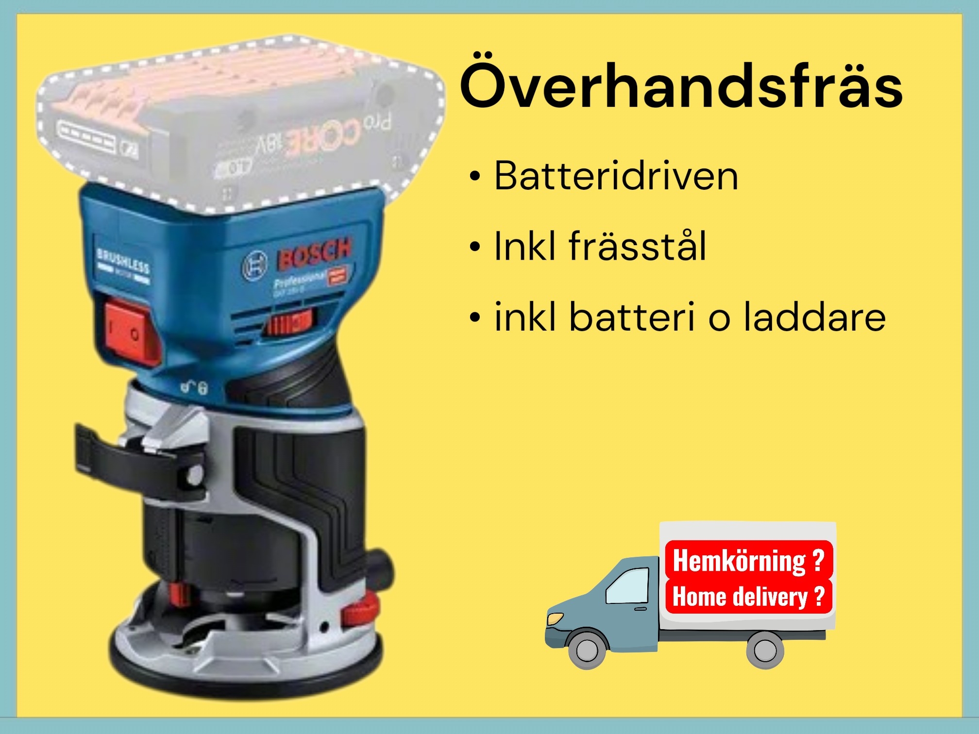 Kantfräs  18v bosch pro inkl frässtål