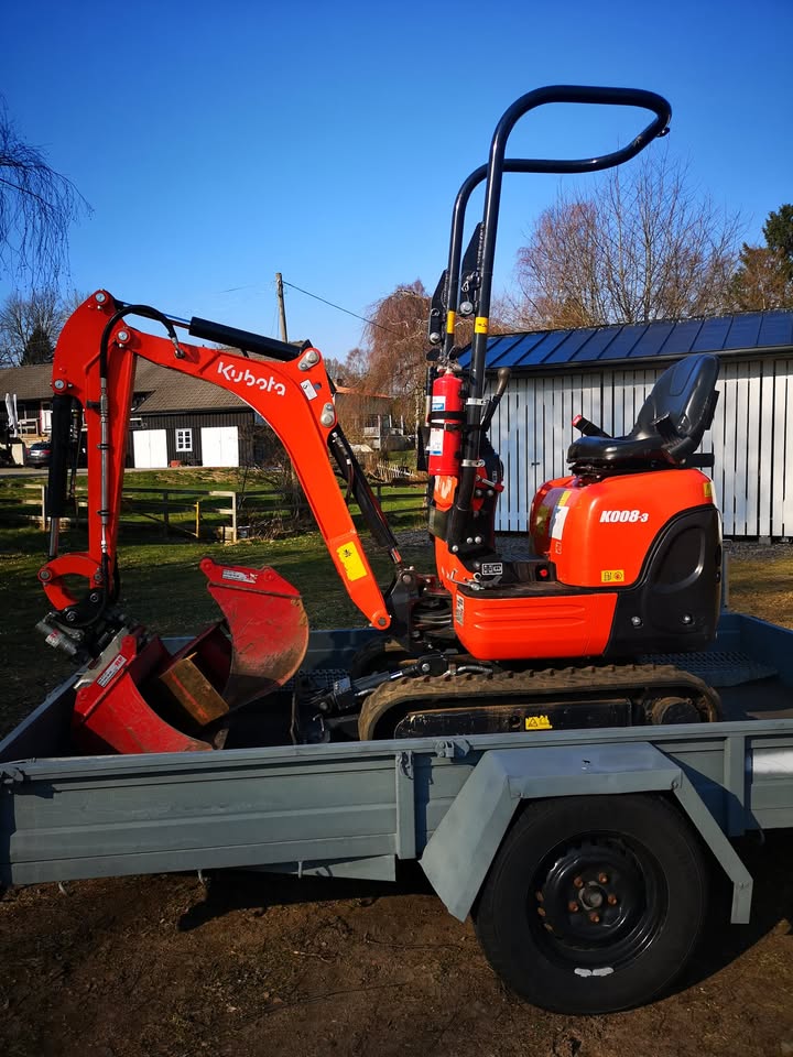 Minigrävare kubota k008 ink 3 skopor