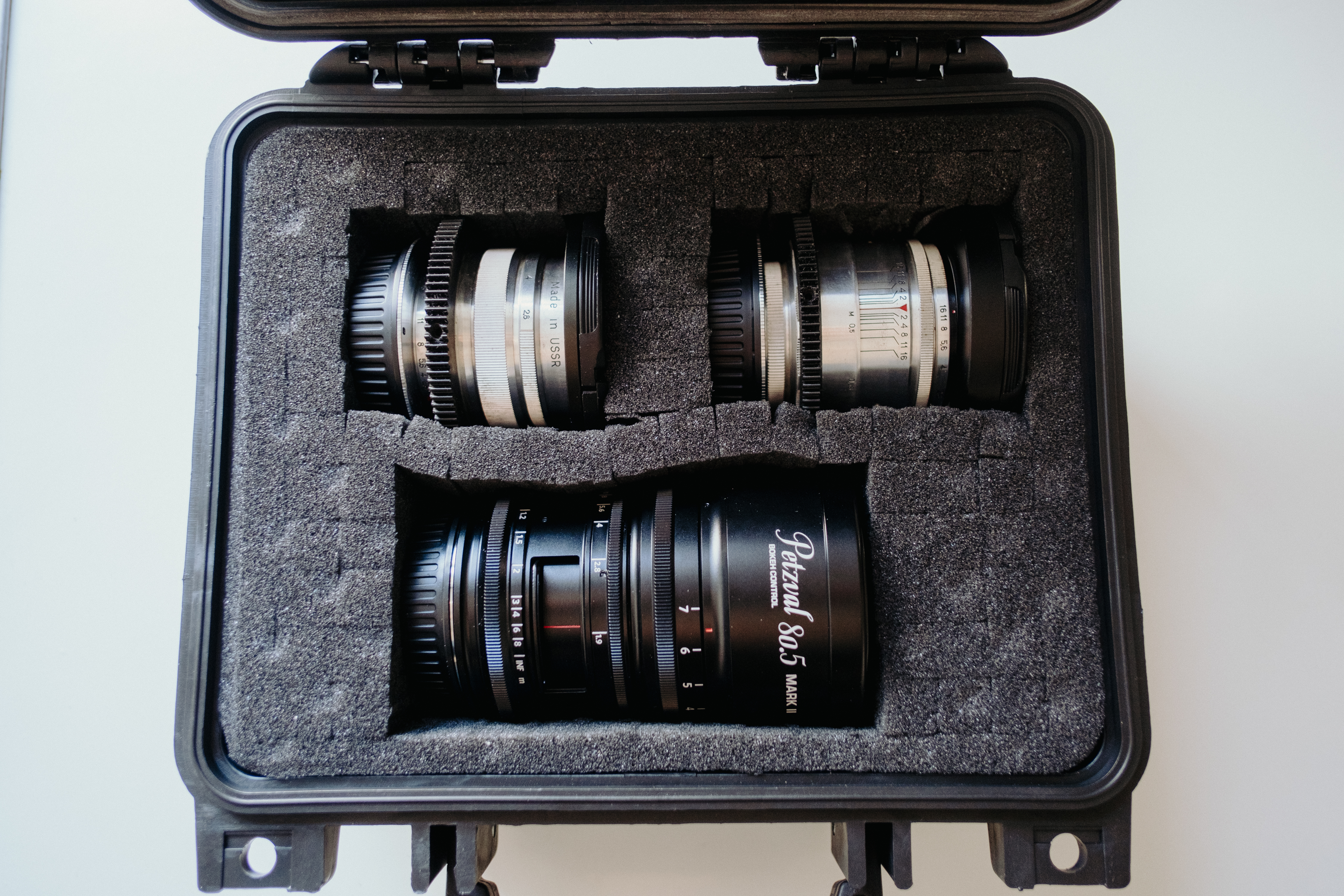 Soviet  (iron glass) + petzval - lens set- ef mount, full frame 