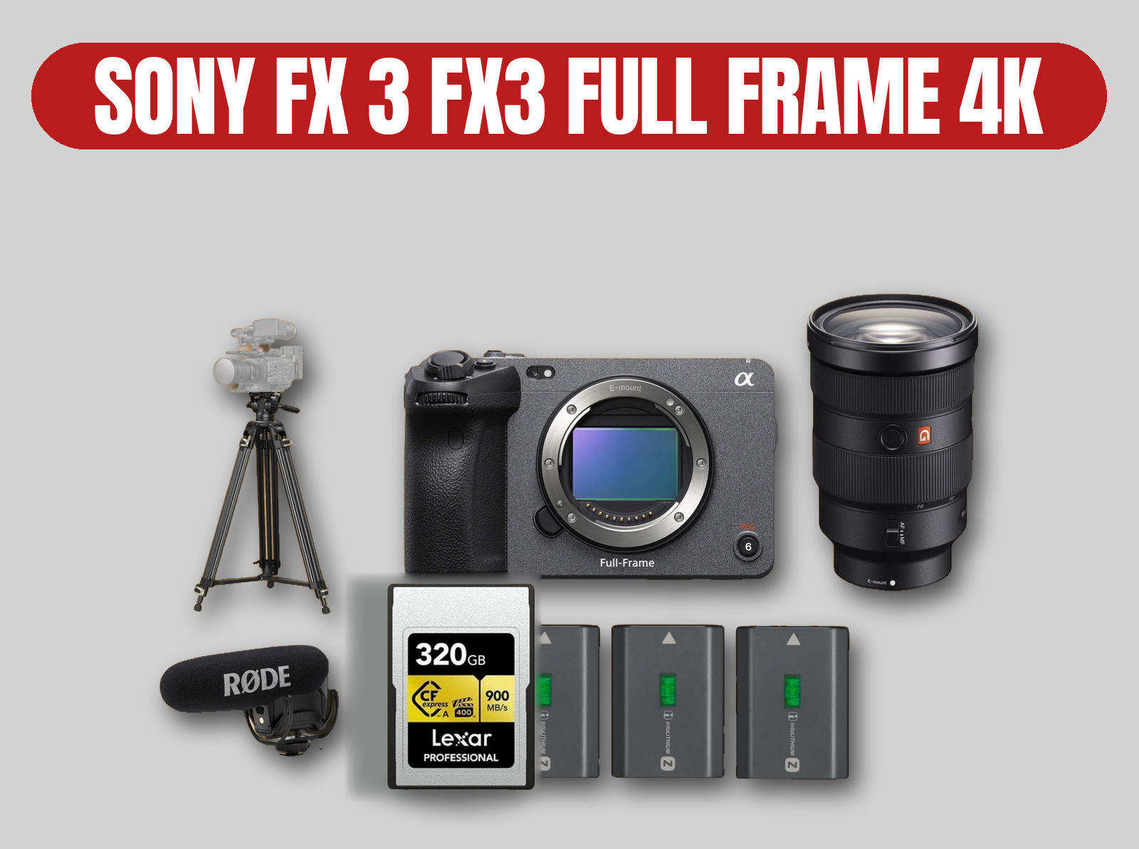 Sony fx3 full frame 4k cinema camera kit | 24-70mm f2.8 g master zoom lens /