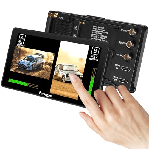 Portkeys bm7 ii ds camera monitor 7" 2200nit split screen field monitor aluminum shell 3g sdi input/output freeze frame touch focus camera control