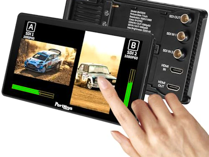 Portkeys bm7 ii ds camera monitor 7" 2200nit split screen field monitor aluminum shell 3g sdi input/output freeze frame touch focus camera control