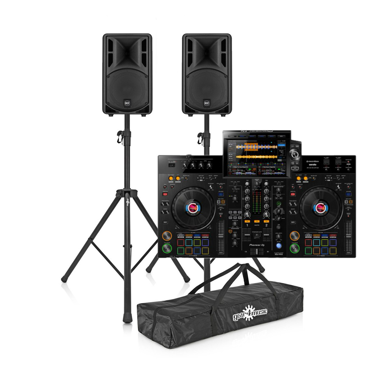 Full party / dj package pioneer xdj rx3 + rcf speakers + stands