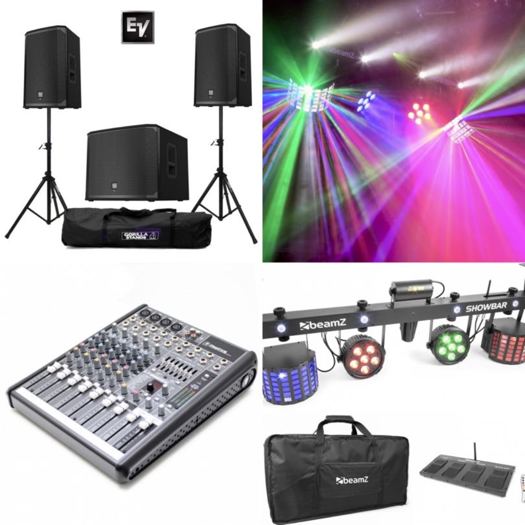 Högtalare 3000 watt med ljud, ljus & rök