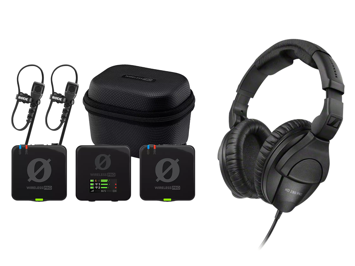 Røde wireless pro mic system + sennheiser hd 280 pro headphones
