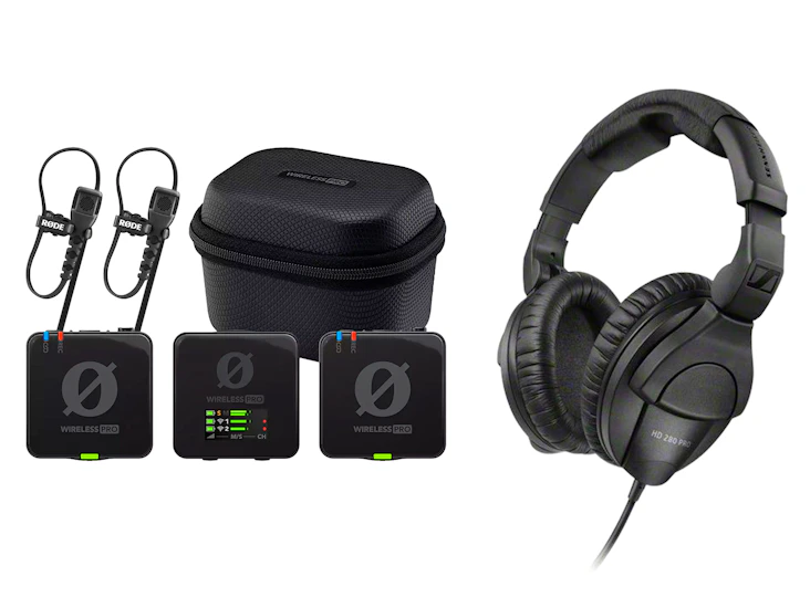 Røde wireless pro mic system + sennheiser hd 280 pro headphones