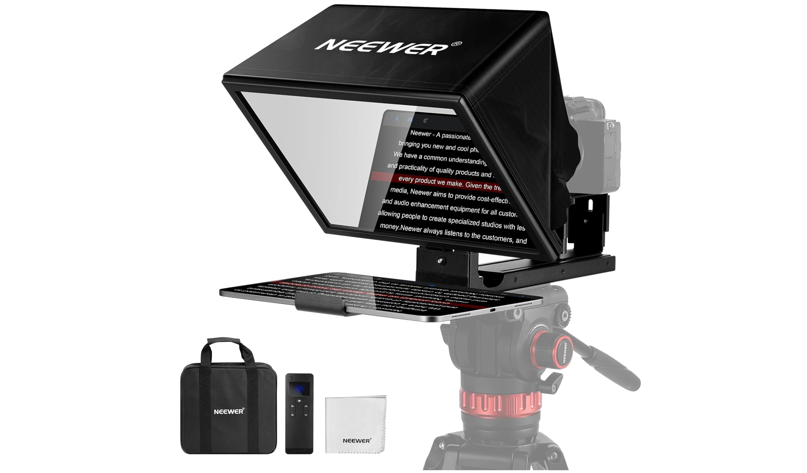 Neewer x12b teleprompter / autocue 12" for ipad tablet, phone, dslr camera