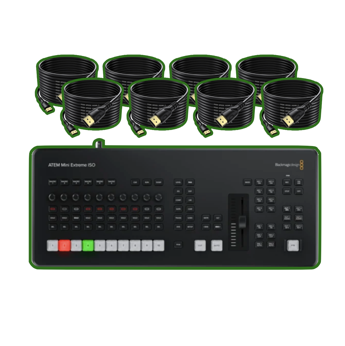 Atem mini extreme iso g2  8 channel hdmi video switcher + 8x 20m hdmi cable