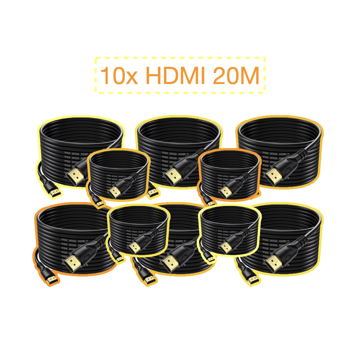 10x 20m 65ft long hdmi cable 2.0 4k @ 60hz ultra high speed cable 