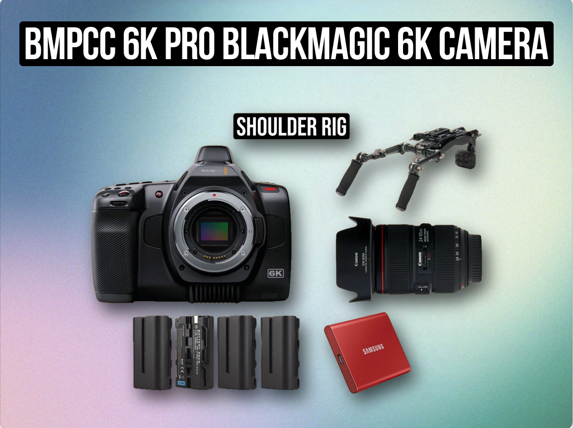 Bmpcc 6k pro blackmagic 6k camera cinema + 2tb ssd + 24-105mm lens + shoulder rig 