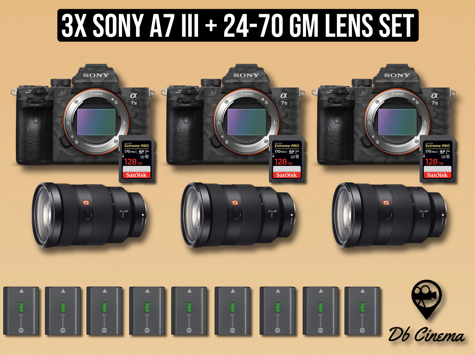 3x sony a7iii a73 a7 3 + 24-70 mm g master f2.8 lens zoom gm g-master gmaster sony mirrorless 4k full frame camera 