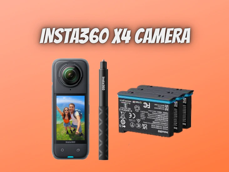 Insta 360 x4 no drone bundle - 8k waterproof 360 action camera - 3x batteries battery