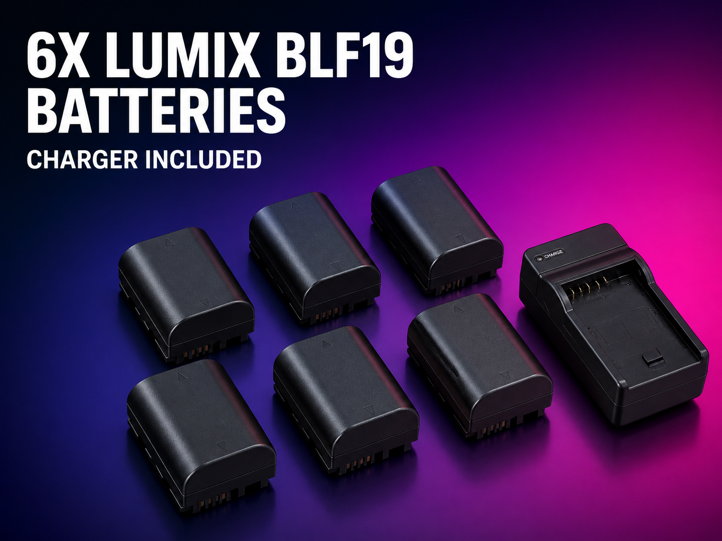 6x lumix dmw-blf19 camera batteries with charger