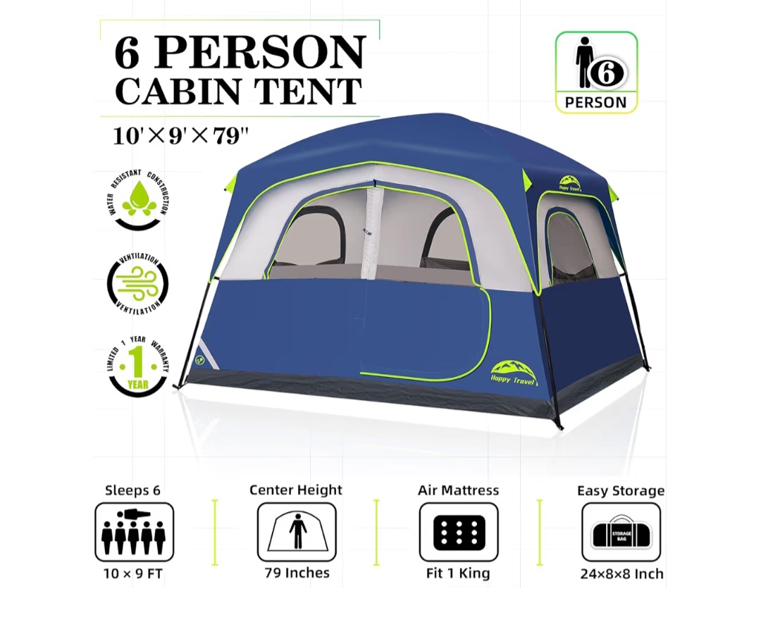 Happy travel six person camping tent