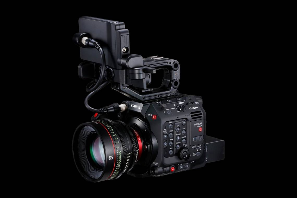 Canon c300 mk iii 4k dgo cinema camera ef + 3x leica-r/contax zeiss/fd lens kit 21, 35, 50, 85mm 1.4