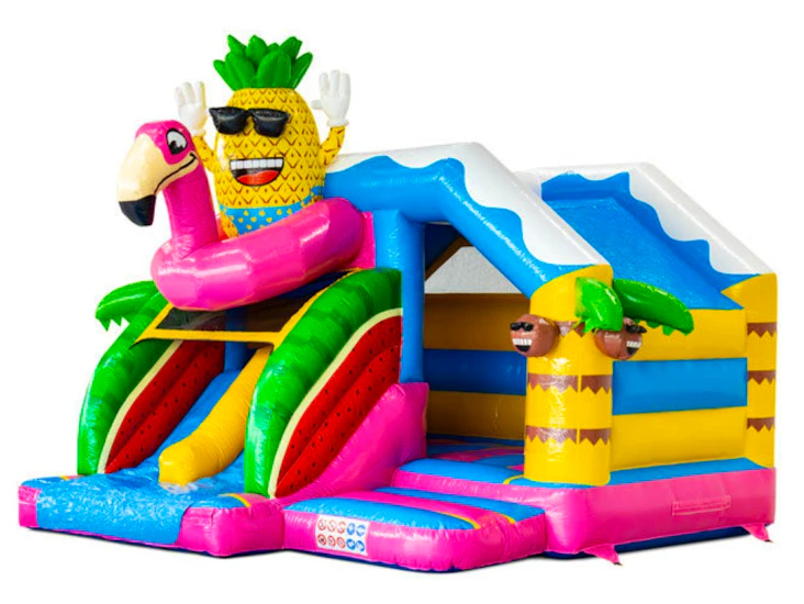 Hoppborg med dubbel rutschkana