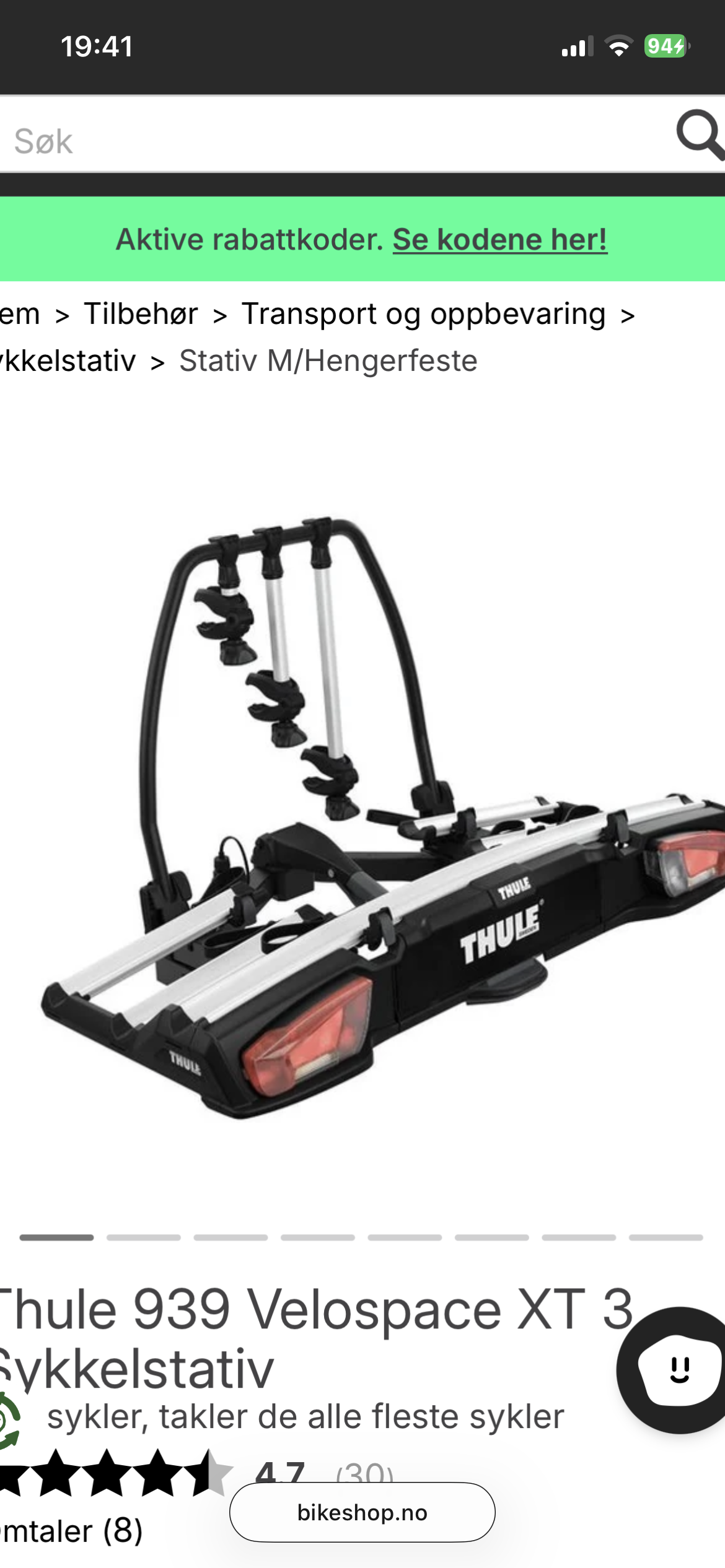 Sykkelstativ - tre sykler 