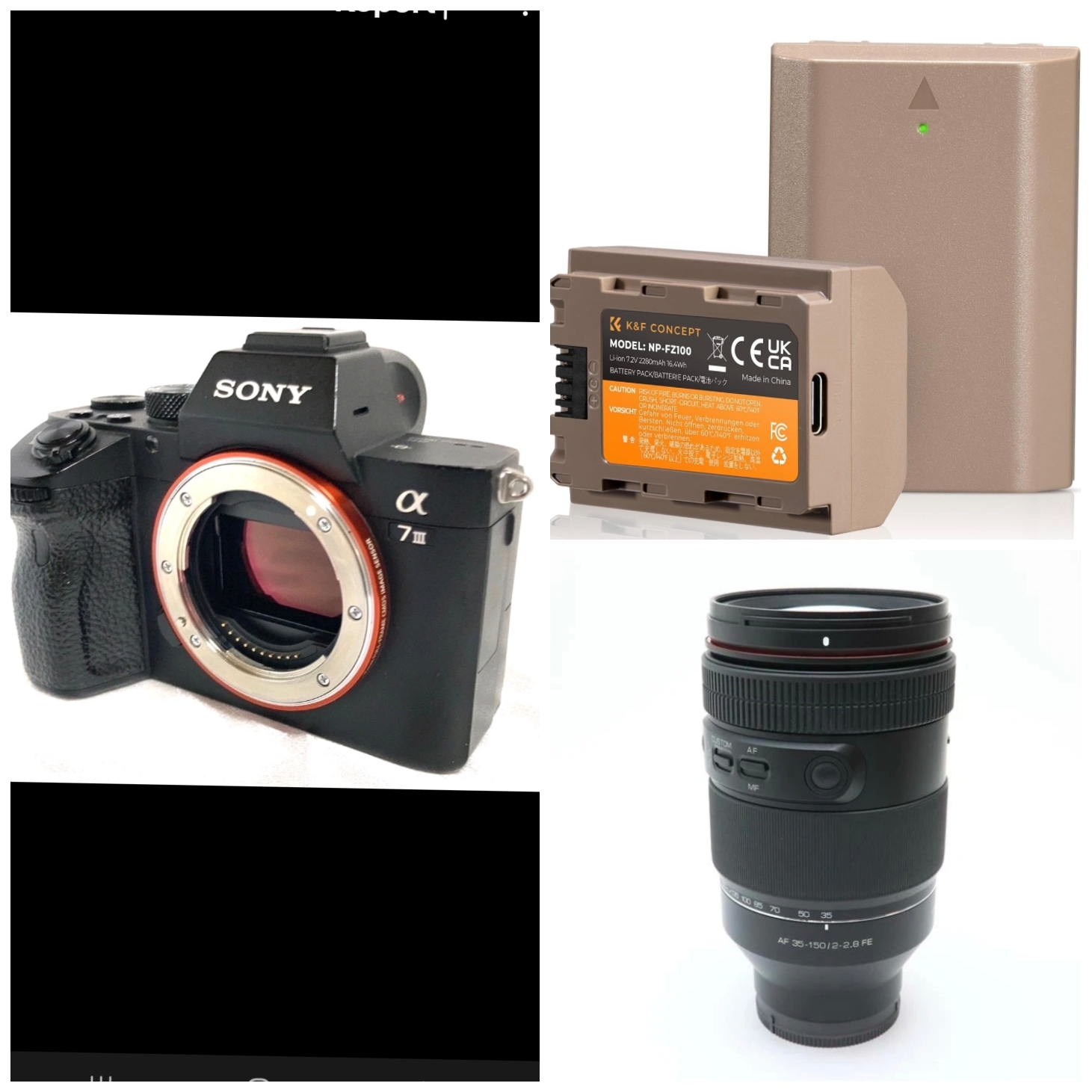 Sony a7iii + samyang 35-150mm f2.0-2.8 + sd card