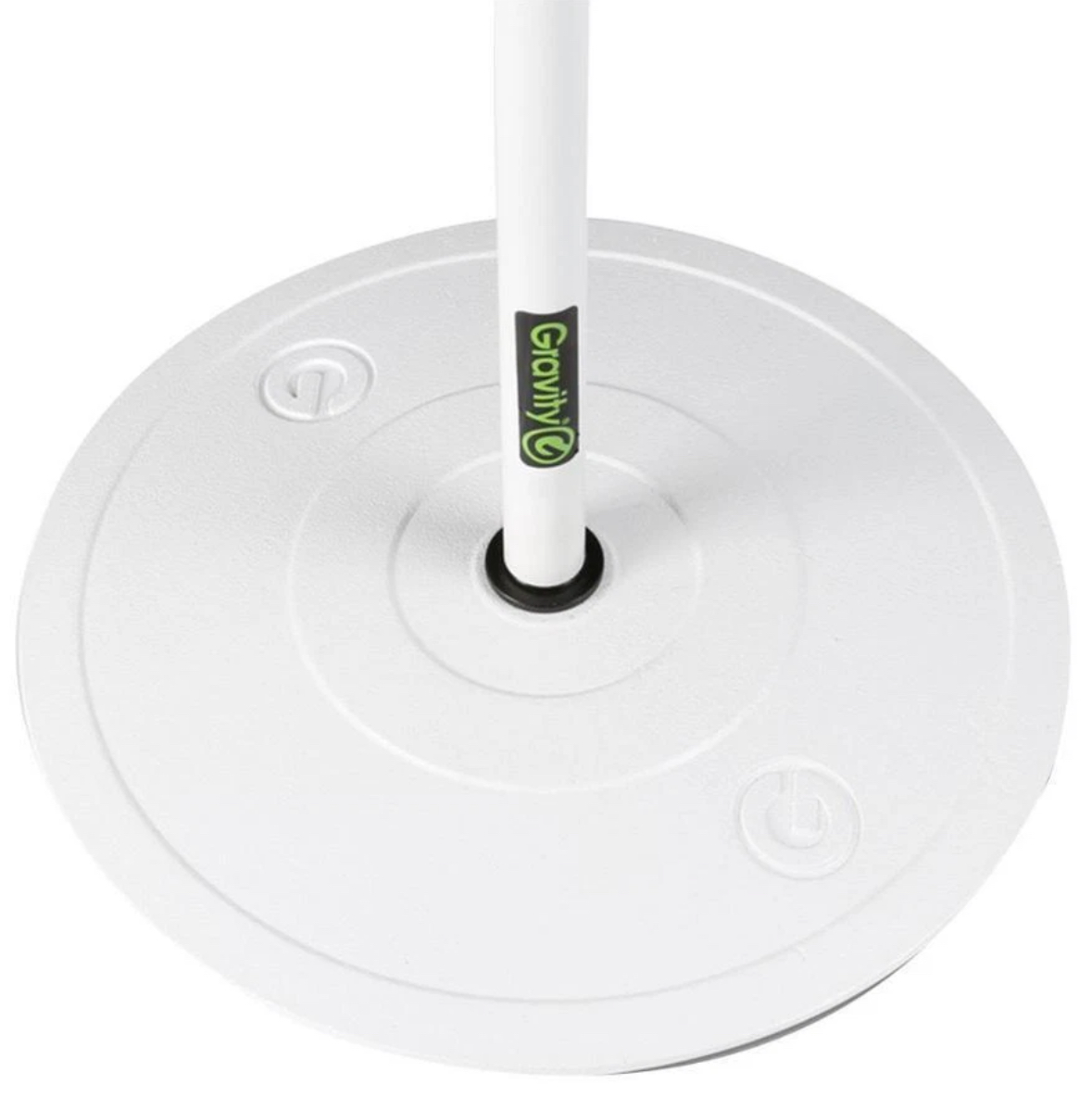 Microphone stand with round base, white - gravity