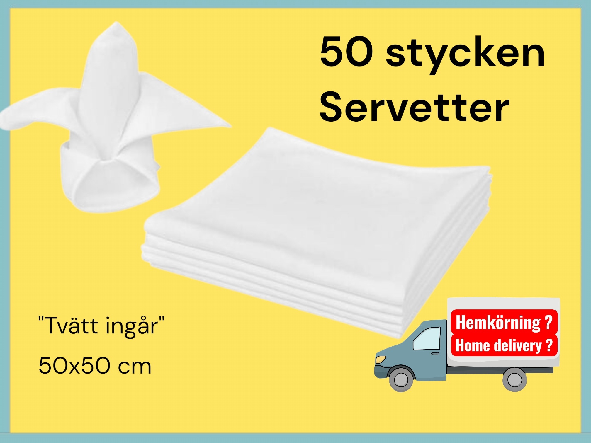 50 stycken vita servetter