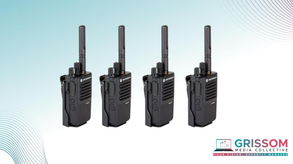 Motrola dp3441e two-way radio x4 - licensed and with accessories 