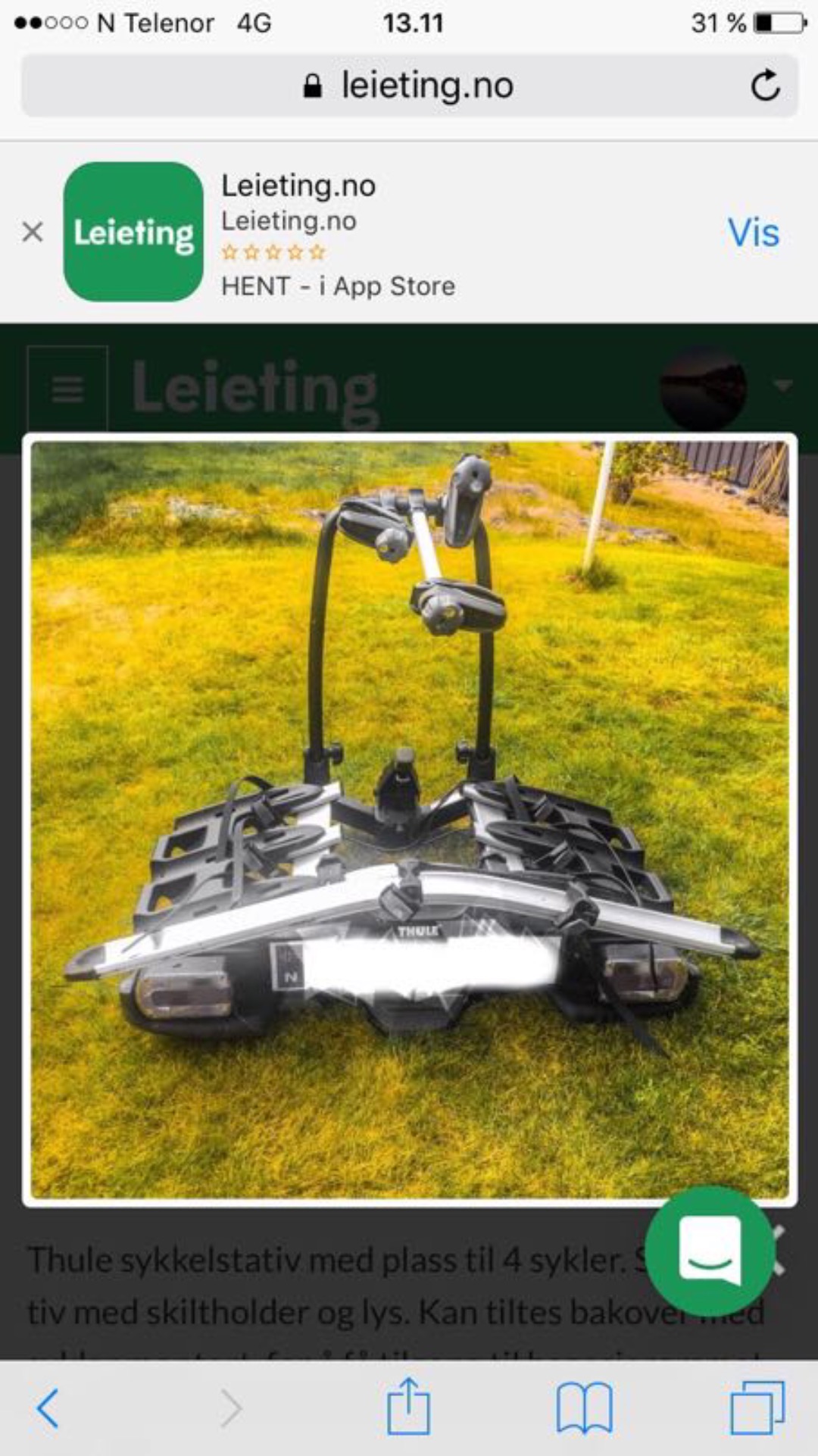 Thule sykkelstativ for 4 sykler