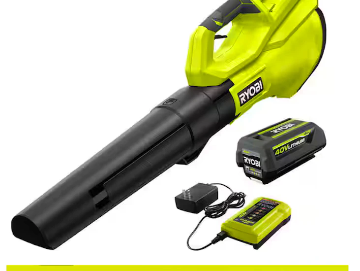 cordless battery blower with 4.0 ah battery and charger