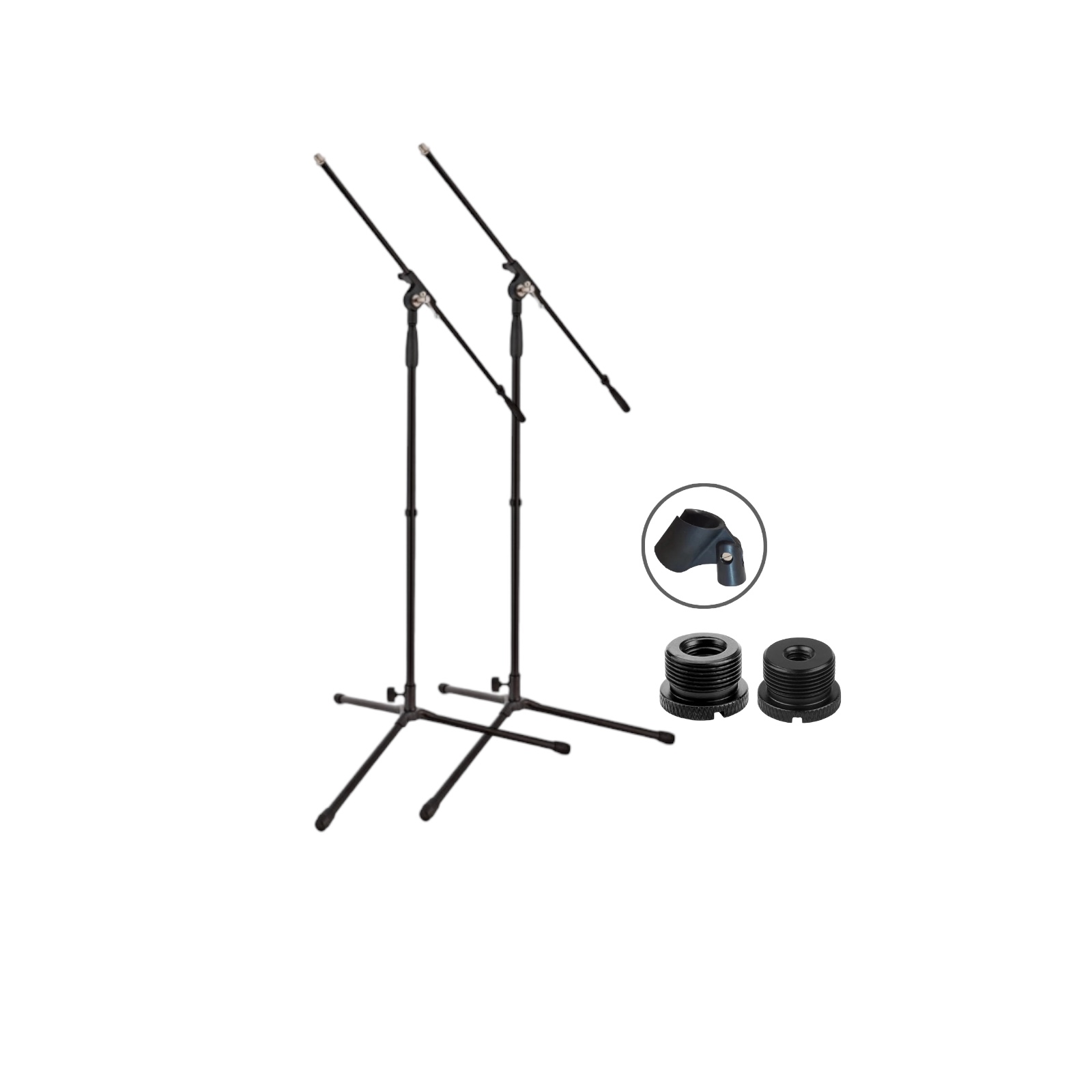 2x microphone floor stand boom arm stands podcast studio mic event pa